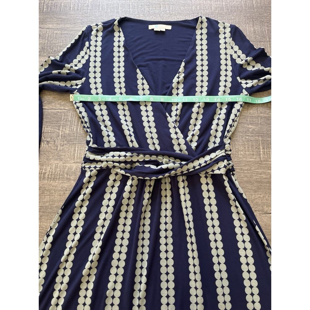 Boden Hayden Jersey Midi Dress Navy Blue Gray Stripe Dot Print Size US 8 - Picture 9 of 12